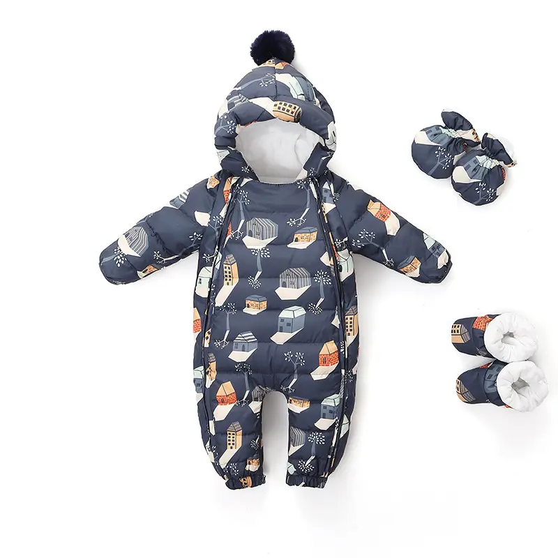 Hongbo kış bebek ördek aşağı Onesie pijama bebek alternatif mont ayrılabilir kapüşon özel bebek açık pijama