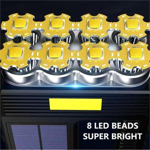 All'ingrosso torce <span class=keywords><strong>LED</strong></span> ad alta potenza 8 <span class=keywords><strong>LED</strong></span> ricarica solare USB ricaricabile torcia portatile lampade da lavoro