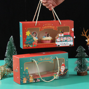 Noel 3 tane ambalaj ipi Cupcake kutusu açık pencere şeffaf çörek kutusu noel elma ambalaj pişirme ambalaj - Product Image 1