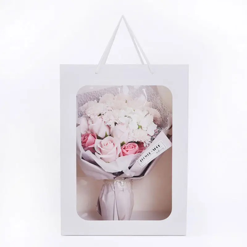 Umwelt freundliche laminierte Geschenk papiertüte mit PVC-Fenster zum Tragen von Florist Bouquet
