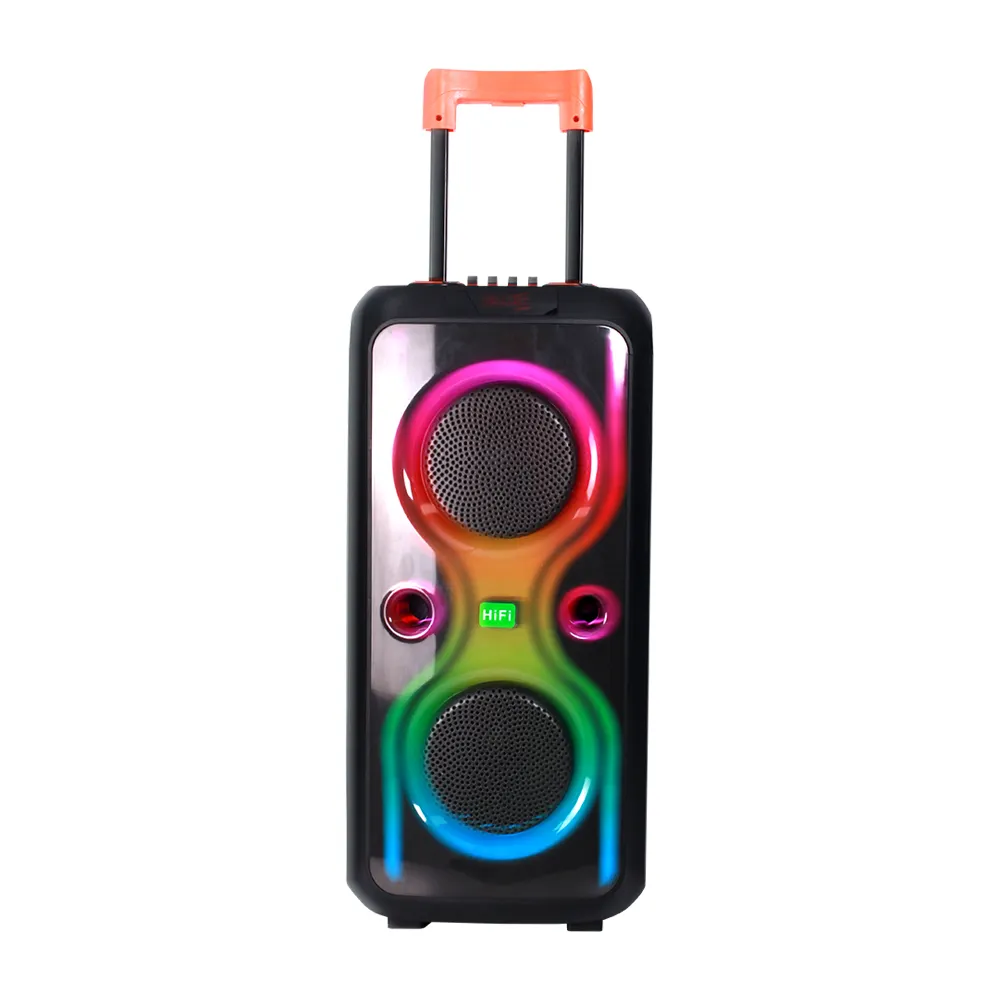 OEM fabrika en çok satan DJ çift 8 inç Karaoke LED işıkları ile taşınabilir profesyonel kablosuz BT MEGA bas parti hoparlör
