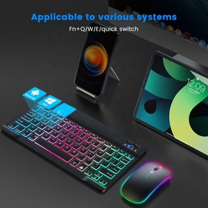 Teclado LED inalámbrico español ruso TecladoThai teclado francés para Android Win iOS recargable BT Mini teclado ratón conjuntos - Product Image 2