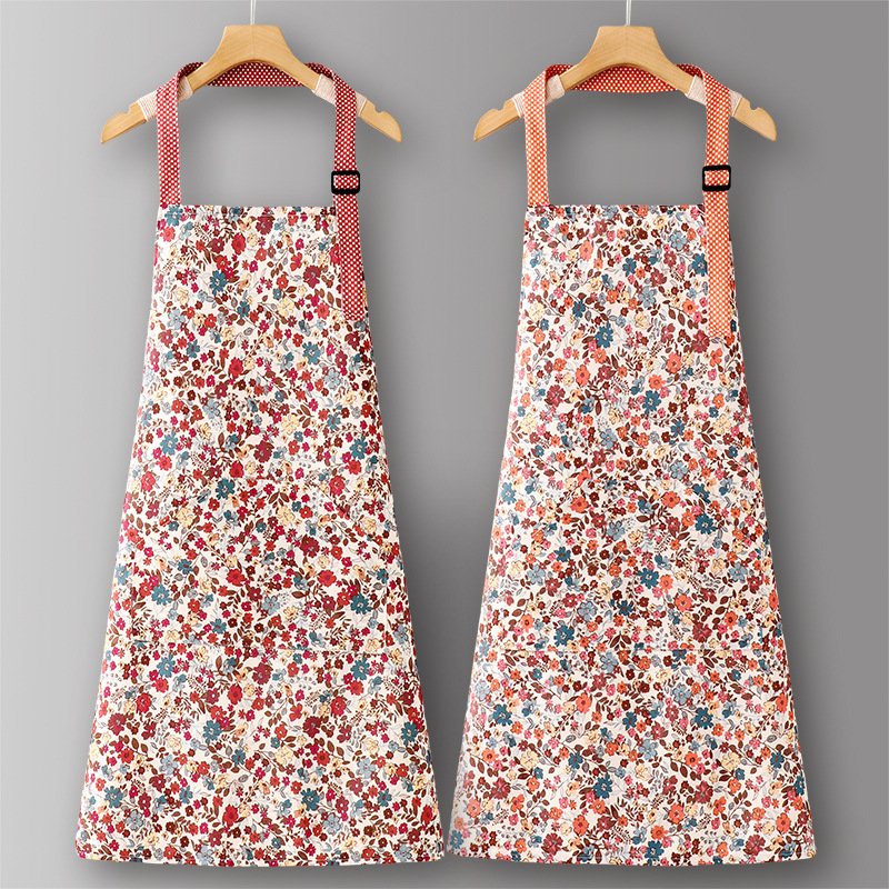 LZ648 Halter floral de algodón slub Naranja+Rojo