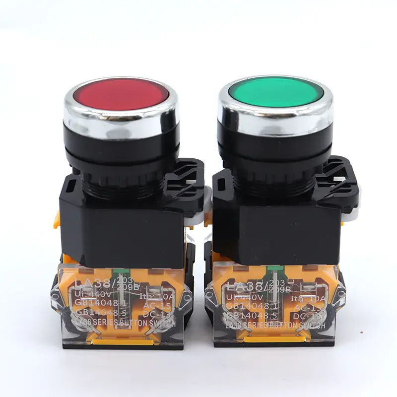 Pulsadores de 22mm, controlador de plástico momentáneo, reinicio de luz 10a LA38, interruptor de botón