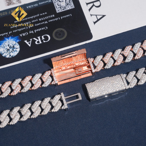 En çok satan 13mm iki satır iki ton renk buzlu Out Hip Hop rapçi takı GRA sertifikaları kutusu toka Moissanite küba bağlantı zinciri - Product Image 6