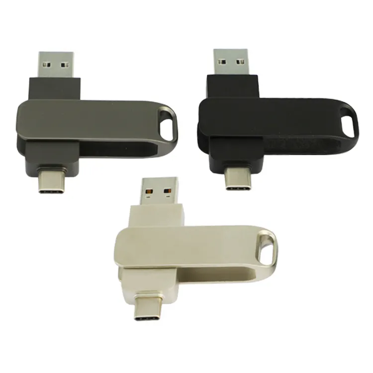 Logotipo personalizado Metal OTG tipo C dispositivo USB giratorio OTG Pen Drive Memory Stick 2,0 3,0 128GB 16GB 32GB 64GB OTG USB Flash Drive