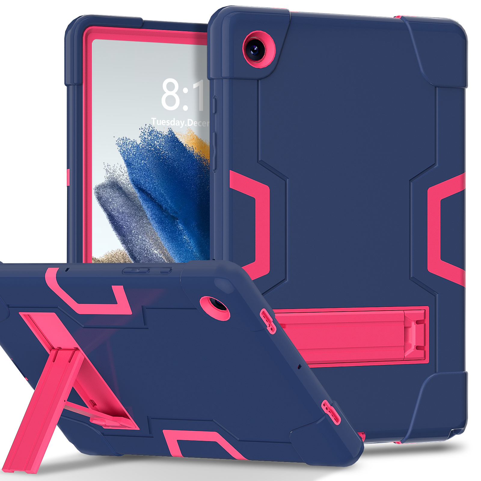 Bleu marine + rose rouge