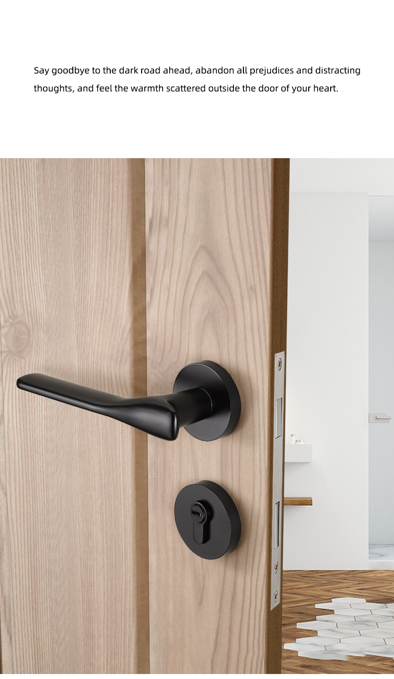 professional manufacturer quality black door handle  lock for wood door modern zinc alloy mortise lever door handle