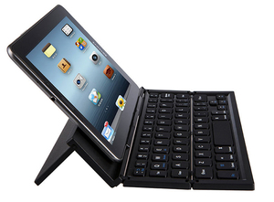 Teclado inalámbrico de dientes azules flexible plegable de tamaño de bolsillo con panel táctil para iPad con soporte oculto - Product Image 4