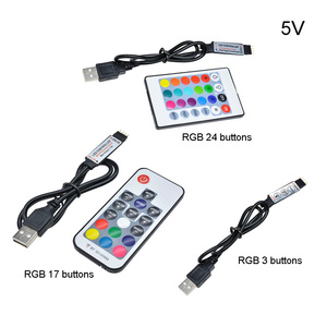 DC 5В USB Светодиодная лента RGB контроллер мини 3 ключа/24Key ИК-пульт дистанционного управления с/17 клавиш РЧ беспроводной с голосовыми функциями с дистанционным управлением для Светодиодные полосы света - Product Image 6