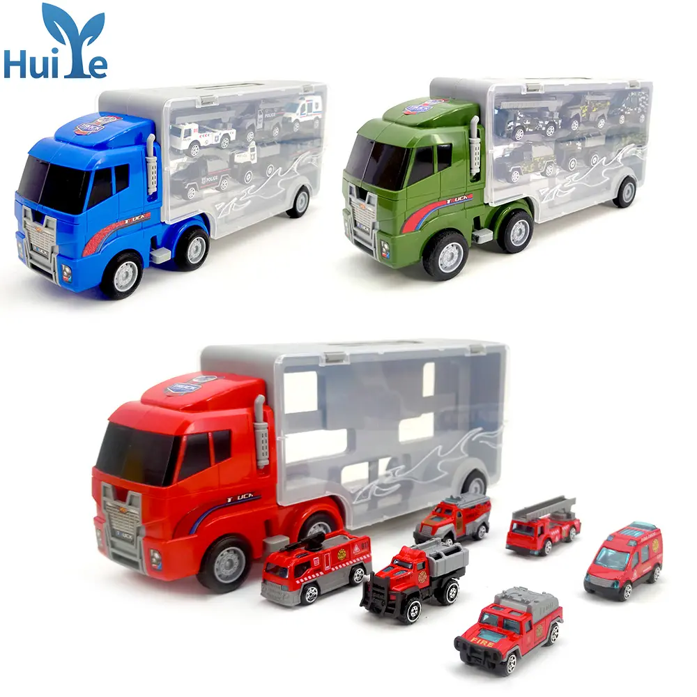 Huiye lega Die Cast Car Set comodo stoccaggio bambini metallo pressofuso veicoli giocattolo modello espulsione modelli di auto giocattolo camion giocattoli pressofusi