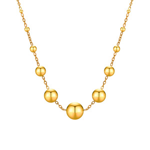 Stainless Steel Necklaces for Women Girls <strong>Rolo</strong> <strong>Chain</strong> Fashion Beaded Necklace 18K Gold Color Jewelry Necklace - Product Image 4