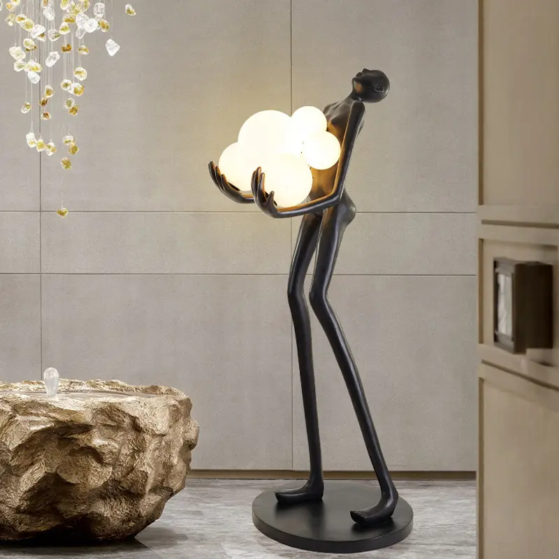 Escultura de resina de esquina para sala de estar, lámpara de pie Led de diseño minimalista y moderno, para Hotel y sala de estar