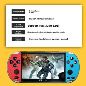 X7PLUS คอนโซลเกม PSP แบบพกพา X12มินิย้อนยุคขนาดใหญ่5.1นิ้วที่ชาร์จได้ GBA/Arcade คอนโซลสีแดงสีขาว Wi-Fi