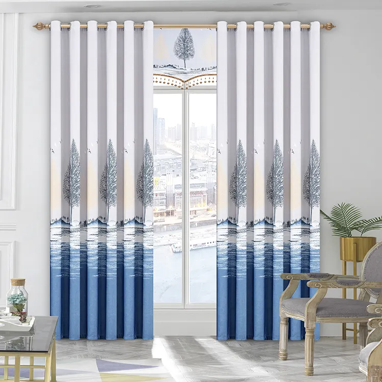 Роскошные текстильные шторы Shaoxing с индивидуальным принтом, тканевые затемняющие шторы