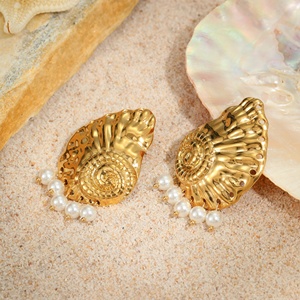 Không Thấm Nước Thép Không Gỉ Đại Dương Loạt Bông Tai Conch Vỏ Stud Bông Tai Với Paula Vỏ Đồ Trang Sức Ngọc Trai Cho Phụ Nữ Quà Tặng - Product Image 4