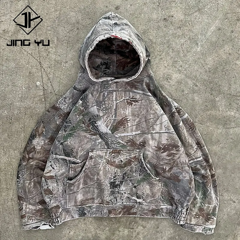 사용자 정의 하이 퀄리티 100% 면 기능 사냥 진짜 나무 인쇄 후드 면화 나무 사냥 위장 지퍼 camo hoodie