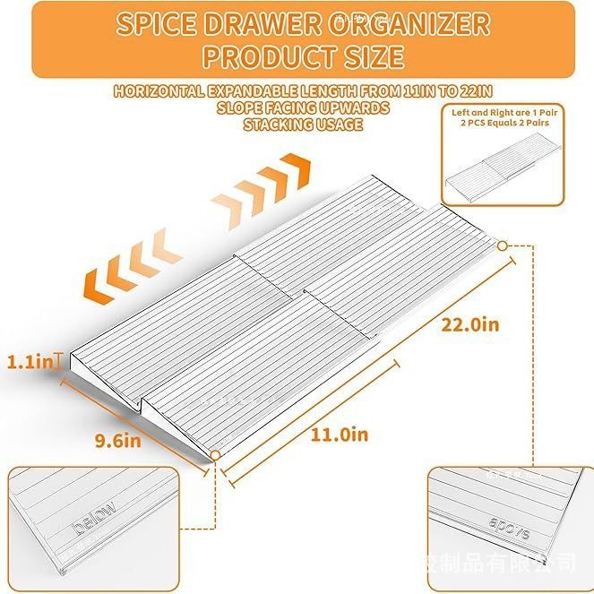Large - 2 pairs - 4 pieces - Condiment rack inside drawer