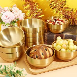 Bát cơm Bát canh để phục vụ salad súp trái cây phở Bát vàng đôi Tường Cách Nhiệt 304 thép không gỉ kim loại Hàn Quốc Đảng - Product Image 4