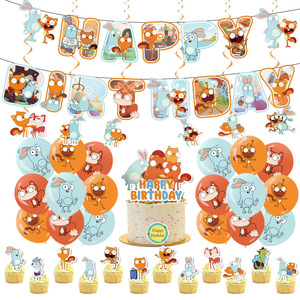 Mới nhất kiff mùa chủ đề bánh Topper bóng biểu ngữ và vòng hoa cho rừng Safari sinh nhật đảng trang trí bộ - Product Image 1