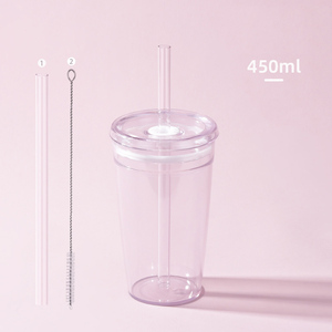 トリタンタンタンブラー450mlトリタンストローシングルレイヤーカップクリアエコフレンドリーブラシ付き - Product Image 6