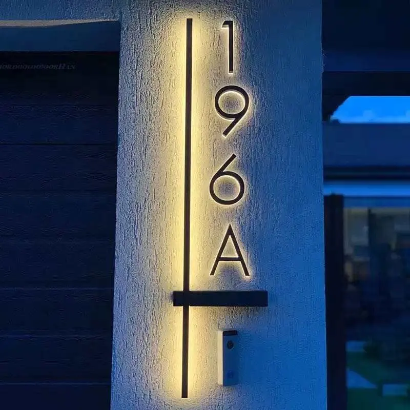 EZD 맞춤형 현대 디자인 방수 야외 3D Led 하우스 도어 번호 기호 빛 주소 기호