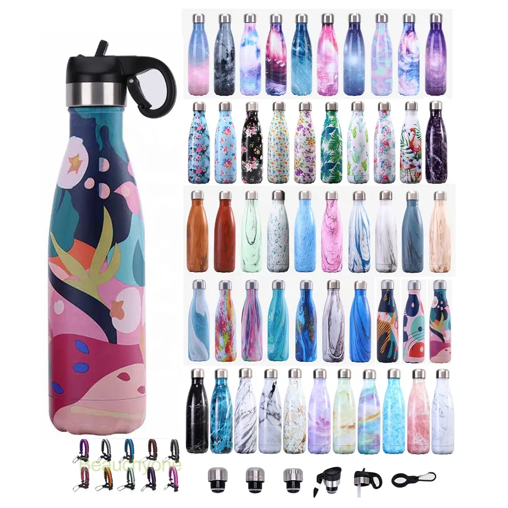 Eco Friendly 500ml Sports Double Wall Insulated Vacuum Drink Cola Shaped Metal Stainless Steel Water Bottles with Custom Logo