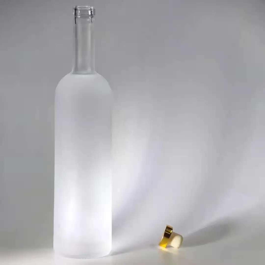 Best price custom design frosted assoluto vodka bottiglie di vetro e tappi di sughero