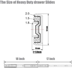 Sneida บัฟเฟอร์เหล็กทนทาน, ขนาด53มม. ทำให้ปิดได้ด้วยตนเองน้ำหนัก100-200กก. ลิ้นชักสไลด์รับน้ำหนักได้ - Product Image 3