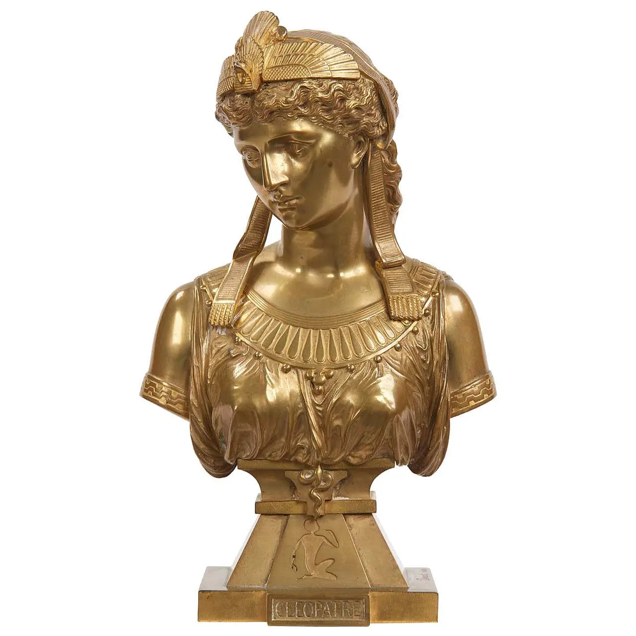 Busto de mujer egipcia de bronce, escultura artística de Metal, tamaño real