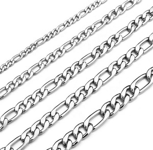 Fabrika yapılan hiçbir solmaya NK 3 1 küba link zinciri hip hop titanyum çelik köprükemiği zincir figaro kolye - Product Image 3