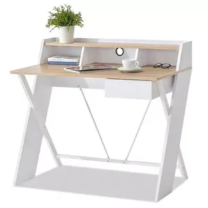 Muebles de oficina para el hogar, escritorio de ordenador simple con estantes de almacenamiento de cajón, mesa de estudio de madera de acero - Product Image 5