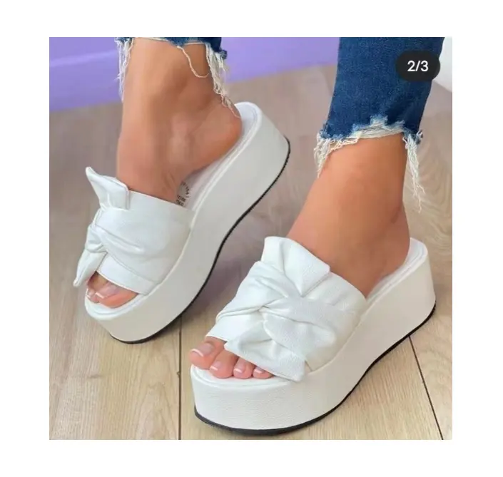 Zapatos cómodos blancos para mujer, plataforma de tacón grueso, nuevo modelo 2024, Sandalias de cuña para mujer, Sandalias con punta abierta, Sandalias para mujer