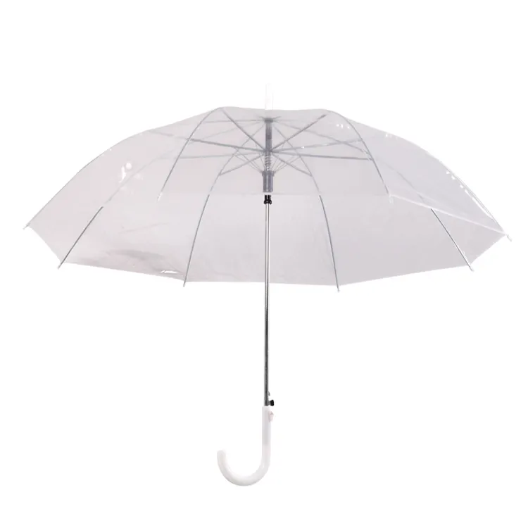 투명 투명 우산 스트레이트 화이트 스틱 J 곡선 핸들 포 버블 우산