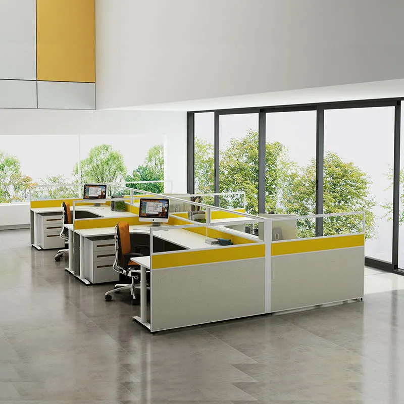 Modüler kabin iş istasyonu masası 120 derece ofis iş istasyonu pc için 2 4 6 kişi iş istasyonu ofis mobilyaları