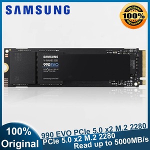 原装三星990 EVO固态硬盘1TB 2TB硬盘PCIe 5.0x2/4.0*4 M.2 2280读数高达5,000 mb/s，适用于PC笔记本电脑HMB技术