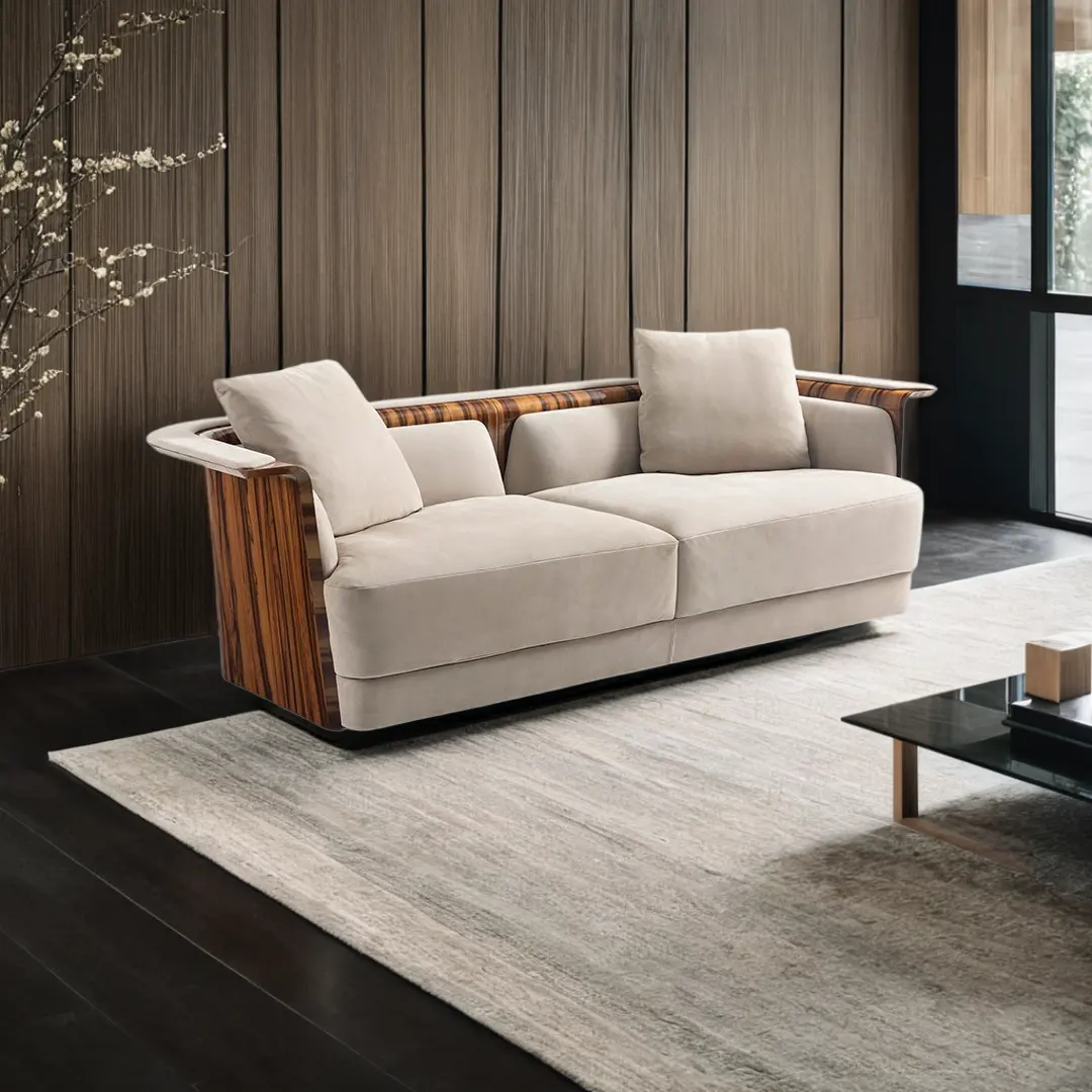 Sofá de sala de estar secional sofisticado, conjunto de tecido de dois lugares, sofá moderno do Oriente Médio, mobília para casa
