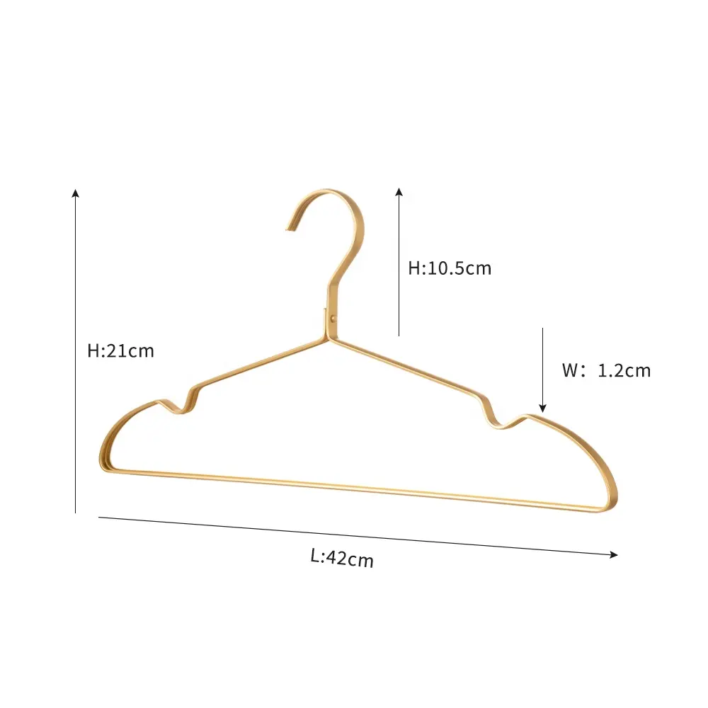 Kledinghangers Gouden Hangers Met Bar Antislip Anti-Roest Hangers Licht Gewicht Aluminium Met Inkepingen Duurzaam Heavy Duty Metaal