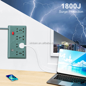 Enchufe de extensión estándar Universal con puerto USB, 4 tomas de corriente con interruptor, tira de alimentación eléctrica, enchufe múltiple