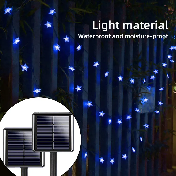 Newish-30 bombillas de 6,5 M, 8 modelos, estrellas, impermeables, luces de jardín navideñas, decoración al aire libre, energía Solar redonda, tira de luces Led
