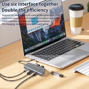 ODM/原始设备制造商6合1 USB C型集线器适配器4k高清多端口USB3.0 PD100W电脑配件坞站 - Product Image 5