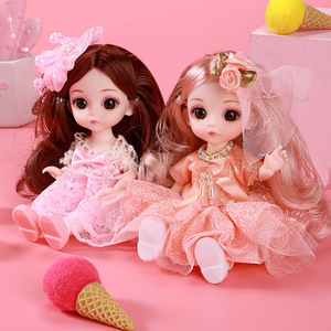 <strong>Bjd</strong> <strong>Doll</strong> 17cm Jointed Full Set With Fashion Clothes Soft <strong>Wig</strong> Vingl Head File Body for Girl Toys Gift