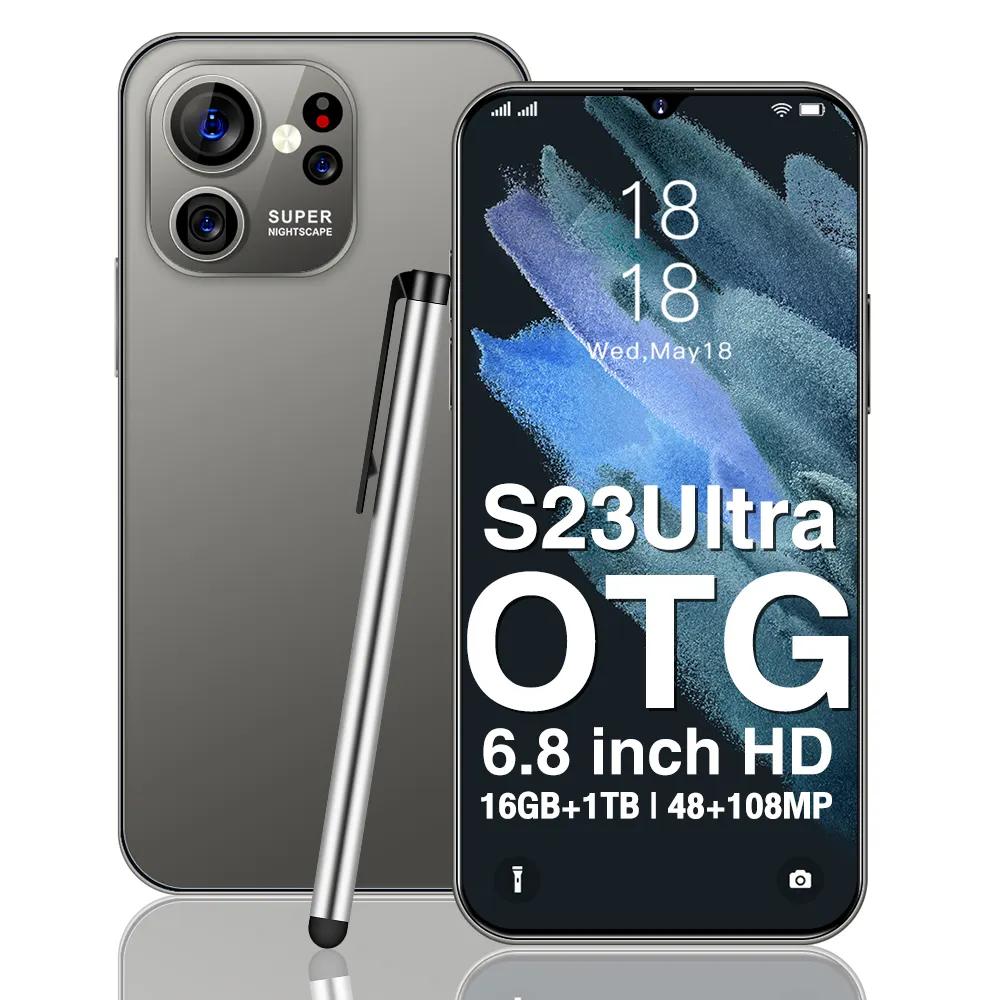 Global Version S23 Ultra PHONE 16GB+ 1TB Full Screen Mobile Phone 6.8Inch HD Cellphones108MP 7800mAh stylus pen for phone