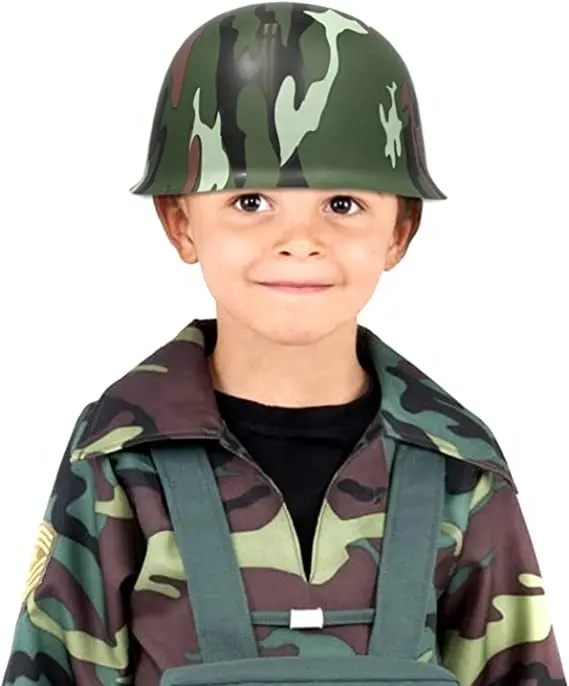 子供のためのホット販売軍のヘルメットプラスチックカモフラージュ帽子兵士のヘルメットパーティーはカモコスチュームドレスアップ帽子を支持します