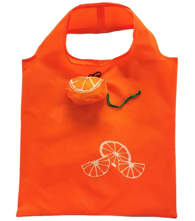 Cobest ucuz turuncu şekil promosyon katlanabilir polyester alışveriş çantası