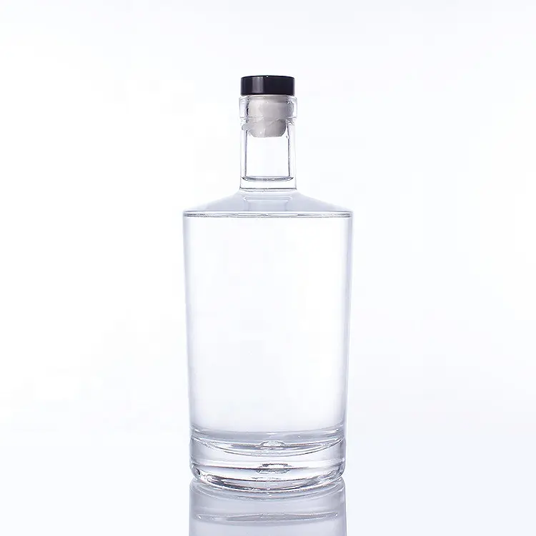 100ml 375ml 500ml 750ml clear round empty glass wine vodka tequila bottle with airtight cork cap