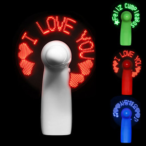 พัดลม USB ขนาดเล็กแบบชาร์จไฟได้พร้อมไฟ LED กะพริบข้อความข้อความโลโก้แบบพกพา - Product Image 1