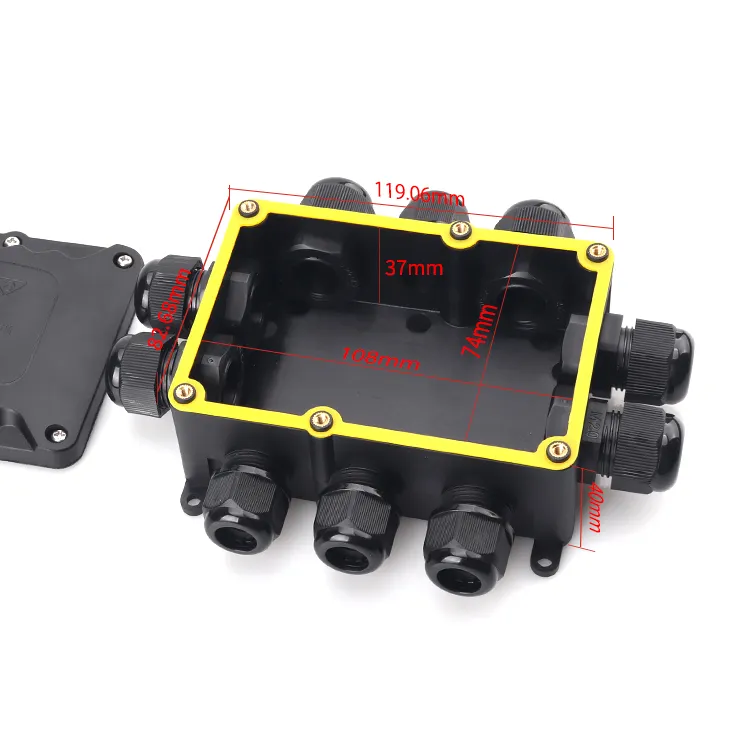 Customizable 10 pole plastic dustproof IP67 enclosure wire and cable outdoor large IP68 waterproof junction box