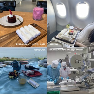 すべての種類のパッケージコットンホワイト小型使い捨てフェイスタオルウェットタオル飛行機用レストラン用
