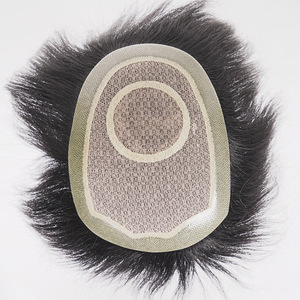 2022人毛100% 男性カツラ人毛男性用黒髪 - Product Image 1